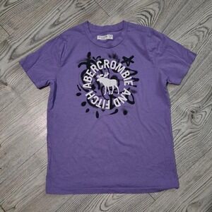 Abercrombie Kids Purple Tshirt -Large Logo and Graffiti - Size 13/14